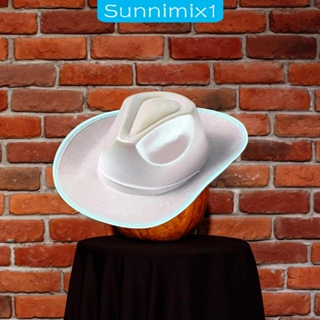 [Sunnimix1] หมวกคาวบอย มีไฟ LED สไตล์ตะวันตก คาวบอย สําหรับเจ้าสาว การแสดง เวที ฮาโลวีน