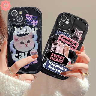 เคสโทรศัพท์มือถือ ขอบโค้ง ลายแมวน่ารัก 3D สําหรับ Samsung A14 A13 A34 A24 A52 A23 A04s A53 A54 A04 A04E A02s A21s A12 A31 A20s A11 A03s A33 A32 A03 A52s A20 A30 A51 A10s A50 A50s