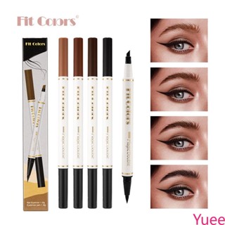 Fit Colours Eyeliner + ดินสอเขียนคิ้ว 2 In 1 Double-ended Waterproof Eyebrow Pencil Eyeliner yuee