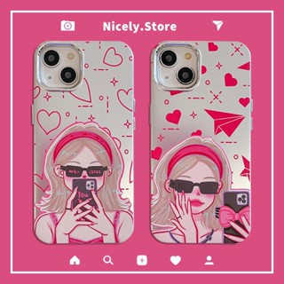 เคสโทรศัพท์มือถือ TPU ชุบไฟฟ้า กันรอยขีดข่วน กันกระแทก ลายหัวใจ สําหรับ iPhone 14 13 12 Pro Max 11