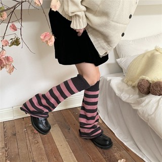 Wide Leg Socks Millennium Culture Knitted Stacked Socks Jk Wide Leg Stripes Autumn and Winter Wide Leg Calf Socks Y2K Leg Covers