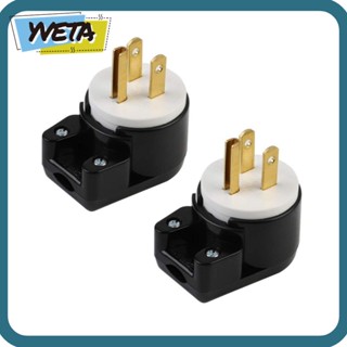 Yveta ปลั๊กเชื่อมต่อ AC ไนล่อน PA 15A AC 125v USA ตัวผู้ 5-15p มุมขวา ปรับได้ สีขาว ดํา สําหรับช่างไฟฟ้า DIY 2 ชิ้น