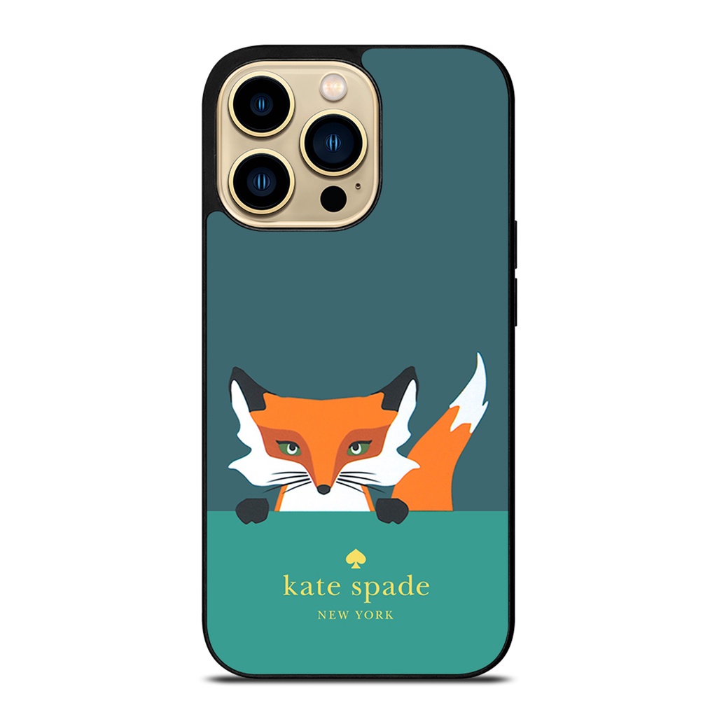 ใหม่ KATE SPADE NOVELTY FOX พิมพ์ TPU สีดํา Hard Case สําหรับ IPhone 16 Pro Max IPhone 15 Pro Max คุ