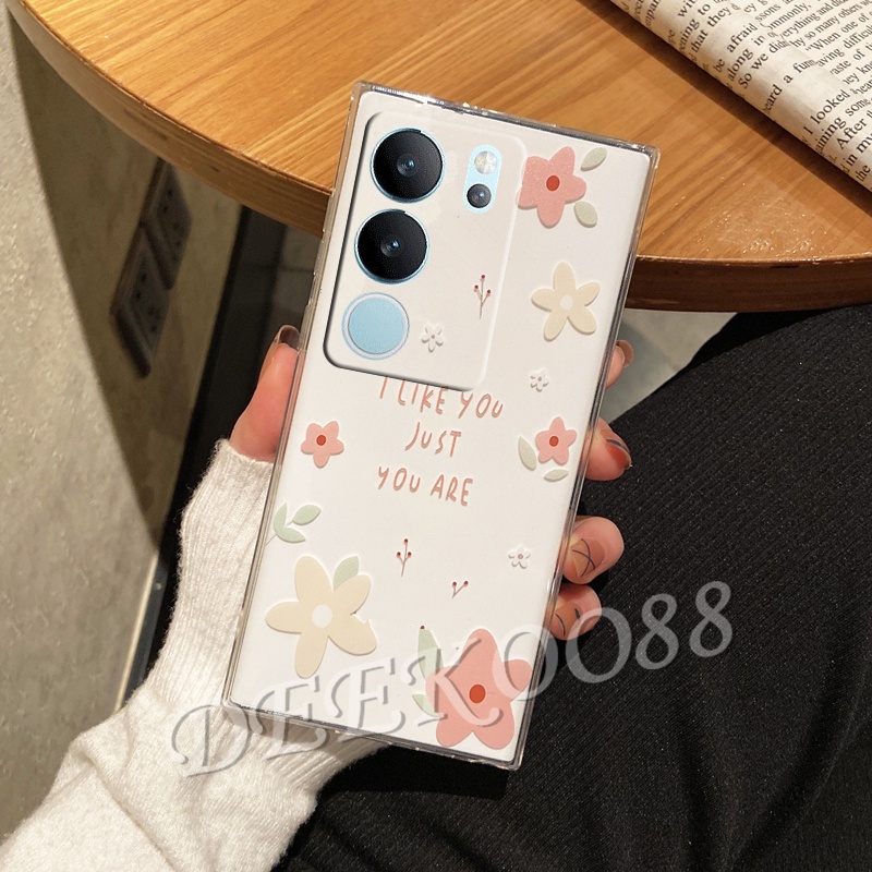 เคสโทรศัพท์มือถือ TPU แบบนิ่ม ลายดอกไม้น่ารัก ป้องกันกล้อง สําหรับ VIVO V29 VIVO V29 5G