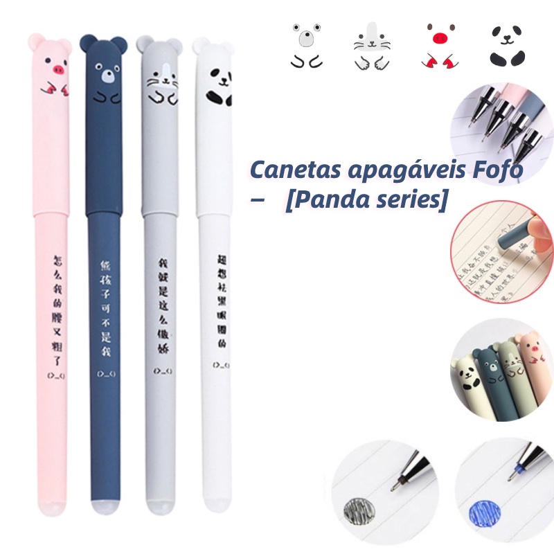 【สินค้ามีจำหน่าย】ปากกาลูกลื่น 0.35 มม. ลายแพนด้า แมว 1 ตัว ลบได้ ล้างทําความสะอาดได้