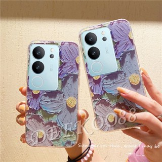 ใหม่ เคสโทรศัพท์มือถือ TPU นิ่ม ปิดด้านหลัง ลายดอกไม้ สีม่วง โรแมนติก สําหรับ VIVO V29 VIVO V29 5G 2023