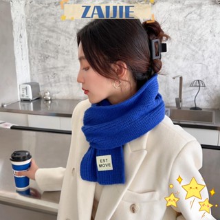 Zaijie24 ผ้าพันคอ ผ้าวูลนิ่ม หนา แฮนด์เมด ให้ความอบอุ่น สีพื้น สําหรับฤดูหนาว