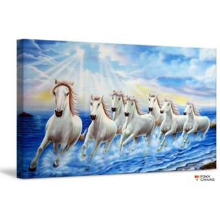 รองเท้าผ้าใบ พิมพ์ลาย Running Wild Seven Horses Galloping in Dust in Sunset Giclee ขนาด 1 นิ้ว สําหรับตกแต่งบ้าน ออฟฟิศ