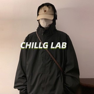 CHILLG LAB เสื้อแจ็คเก็ตผู้ชายฤดูใบไม้ร่วงและฤดูหนาวสไตล์ทำงานเยาวชนครึ่งคอสูงยี่ห้อ windproof กันน้ำชุดปีนเขา