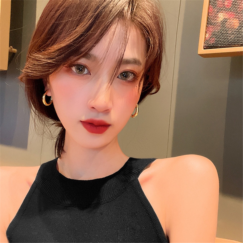 Ahellogirl حلق معدني بيضاوي على شكل U — ستايل ريترو — صورة 2