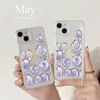 iPhone ที่เข้ากันได้ เคส iPhone 11 เคส iPhone 14 Pro Max เคส iPhone TPU หนา Soft Case ดอกไม้สีฟ้าใสกรณีอวกาศกันกระแทก