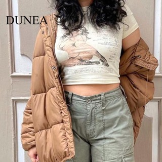 Dunea เสื้อยืด คอกลม แขนสั้น พิมพ์ลาย แนวเซ็กซี่ สําหรับผู้หญิง