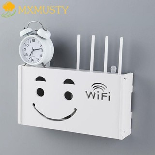 Mxmusty กล่องเก็บเราเตอร์ Wifi ไร้สาย ติดผนัง พลาสติก ชั้นวางทีวี กล่องรับสัญญาณ กล่องเก็บของ ลายแมวยิ้ม ซ็อกเก็ตห้องนั่งเล่น สีขาว