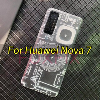 เคสพลาสติก ปิดด้านหลัง พร้อมเลนส์กล้อง และสติกเกอร์กาว สําหรับ Huawei Nova 7