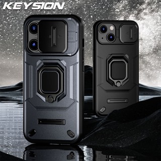 Keysion เคสโทรศัพท์มือถือ กันกระแทก ป้องกันเลนส์กล้อง พร้อมแหวนขาตั้ง สําหรับ iPhone 14 Pro Max 14 Plus 13 Pro Max