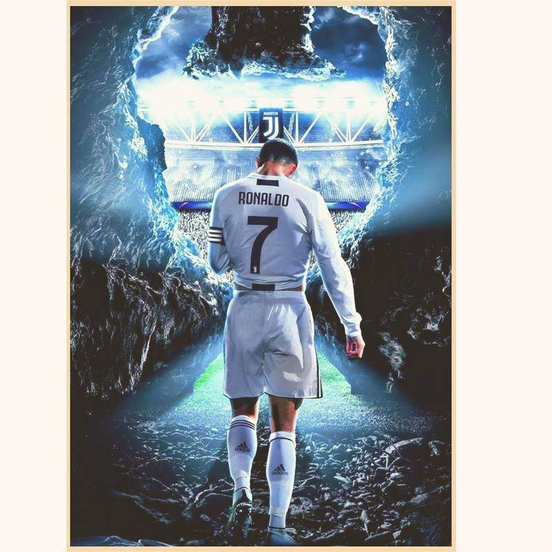 Cr7 ฟุตบอล Star Ronaldo โปสเตอร์ Retro โปสเตอร์ Home Bar Cafe Art สติ๊กเกอร์ติดผนังคอลเลกชันภาพวอลล์