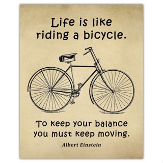 โปสเตอร์ติดผนัง ลายคําคมแรงบันดาลใจ Albert Einstein Quote: Life Is Like Riding a Bike