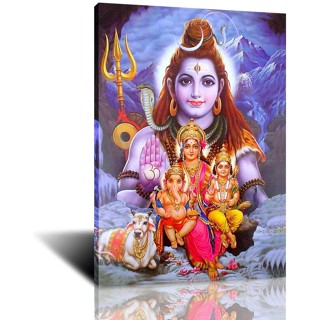 โปสเตอร์ผ้าใบ พิมพ์ลาย Lord Shiva with Family Indian สําหรับตกแต่งผนัง ห้องนั่งเล่น