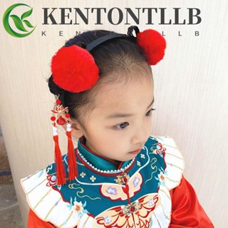 Kentontllb ที่คาดผมเด็ก เครื่องประดับผม วิกผมหางหมูน่ารัก ดอกไม้ พู่มุก โบว์ ที่คาดผม Hanfu