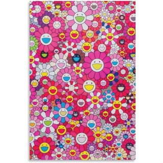 Takashi Murakami โปสเตอร์ผ้าใบ ลายหน้ายิ้ม ดอกทานตะวัน สีแดง สําหรับตกแต่งผนังห้องนอน