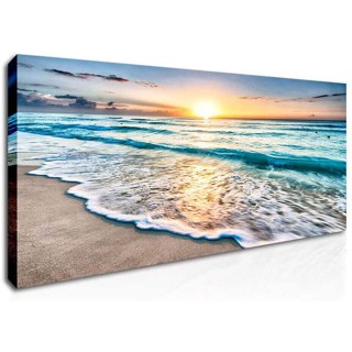 Sunrise โปสเตอร์ผ้าใบ พิมพ์ลายคลื่นทะเล ธรรมชาติ สําหรับตกแต่งผนังบ้าน ปาร์ตี้ ของขวัญ