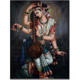 โปสเตอร์ ลายเทพธิดาอินเดีย Saraswati ขนาด 40x51 ซม. สําหรับตกแต่งห้องนั่งเล่น