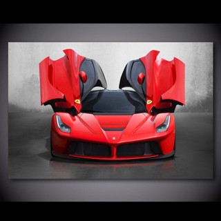 โปสเตอร์ภาพวาดผ้าใบ รูปรถยนต์ Supercar Ferraris Laferrari Roadster สีแดง สําหรับตกแต่งบ้าน ห้อง