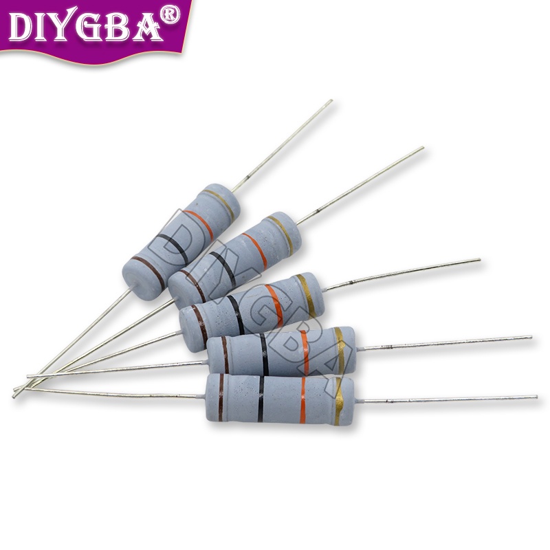 10PCS 5W Carbon Film Resistor 5% 1R-1M 2.2r 10r 22r 47r 51r 100r 150r 470r 1k 4.7k 10k 47k 10k 10 22