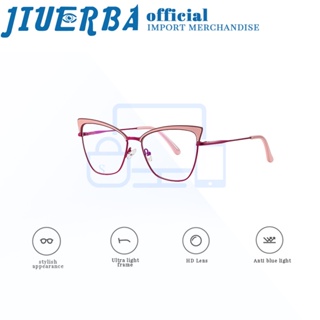 JIUERBA ใหม่ แว่นตา กรอบโลหะ ป้องกันรังสียูวี ป้องกันแสงสีฟ้า แฟชั่นสําหรับผู้ชาย และผู้หญิง