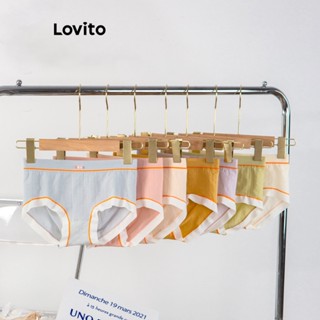 Lovito กางเกงชั้นในลําลอง ประดับโบว์ด้านหน้า สีคอนทราสต์ สําหรับผู้หญิง LNA23023 (แอปริคอท/ม่วงอ่อน/ฟ้าอ่อน)