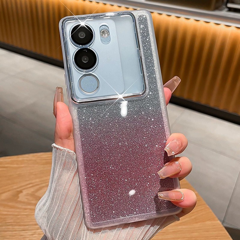 เคสโทรศัพท์มือถือ ซิลิโคนนิ่ม TPU บางมาก กันกระแทก แต่งกลิตเตอร์ดาว ระยิบระยับ แฟชั่น สําหรับ Vivo V