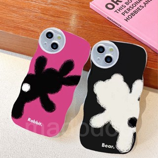 Soft Casing Redmi 9T Note 7 6 5 Pro 4 4X Plus S2 Cute Cartoon Couple Rose red Rabbit Black Bear Oval Fine Hole Airbag Shockproof Waves Edge Clear Phone Case Full Back Cover 1BW 90