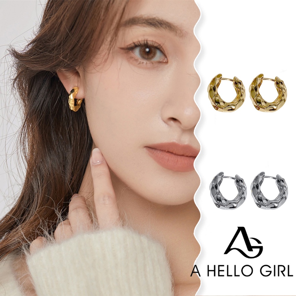 A HELLO GIRL ต่างหูโลหะลูกฟูก S925 เครื่องประดับ อเนกประสงค์ ระดับไฮเอนด์ เรียบง่าย สําหรับผู้หญิง