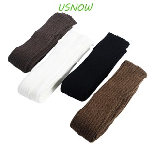 Usnow ปลอกแขน ผ้าถัก ยืดหยุ่น ให้ความอบอุ่น สีพื้น สไตล์พังก์ สําหรับผู้หญิง