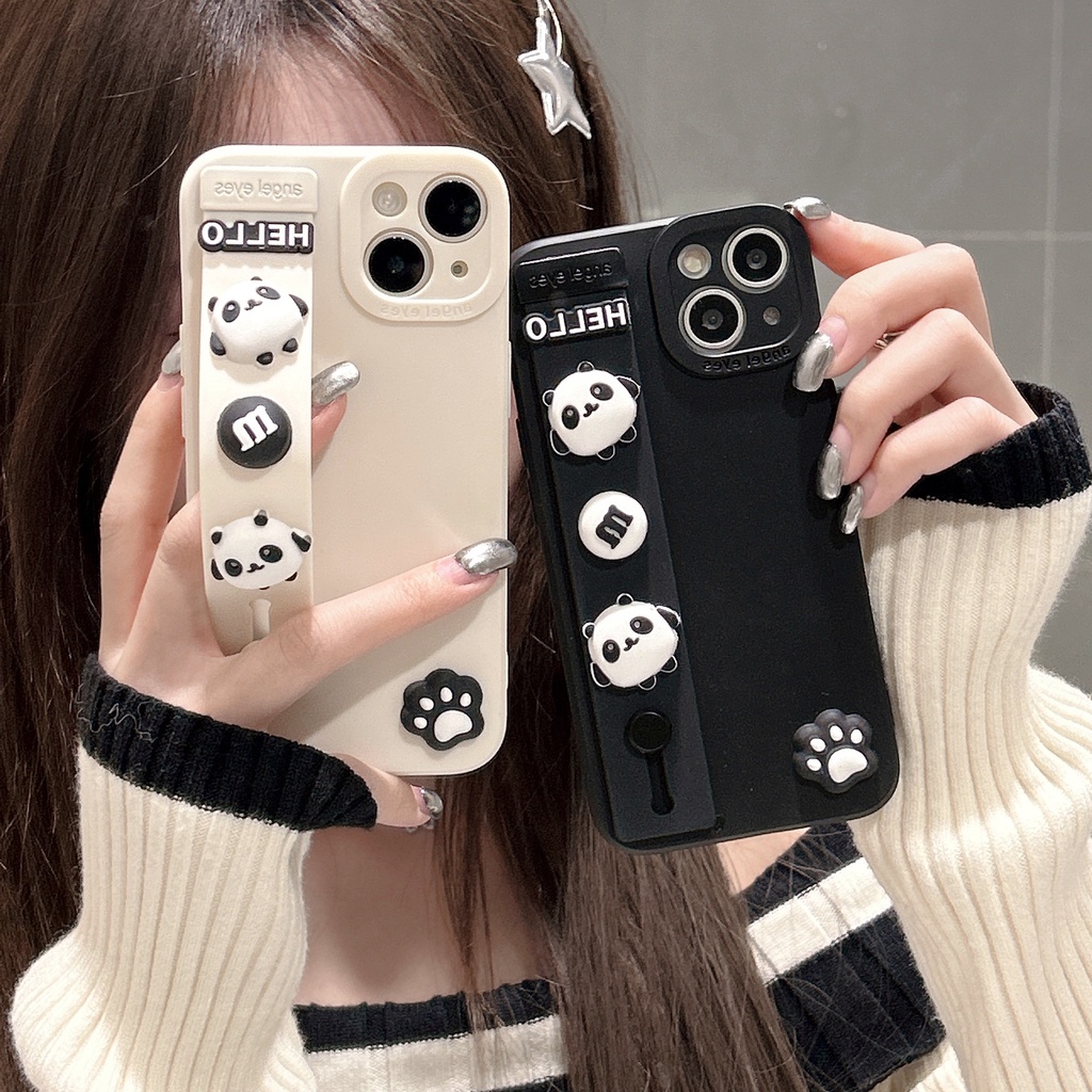 เข้ากันได้สำหรับ Xiaomi Redmi Note 15 14 13 Pro 12S 11S 10S 9S Redmi A7 15C A5 14C 13C A3 A2 A1 12C 10C 9A 9C 9T เคสโทรศัพท์มือถือ ซิลิโคน ลายแพนด้า 3D พร้อมสายคล้องข้อมือ สําหรับ ราคา ถูกที่สุด ดีลบีเคเค