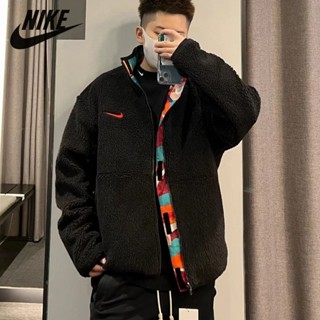 Nike ของแท้ 100% เสื้อโค้ทแจ็กเก็ต ผ้าฟลีซ นิ่ม หนา ให้ความอบอุ่น ย้อนกลับได้ แฟชั่นสําหรับผู้ชาย และผู้หญิง