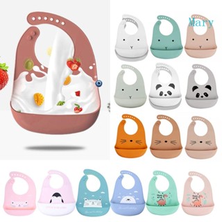 ผ้ากันเปื้อนซิลิโคน กันน้ํา ลายการ์ตูน Mary Baby สามารถปรับได้ ปลอด BPA ที่ทนทาน สําหรับเด็ก