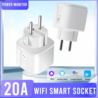 20a ปลั๊กไฟไร้สาย Wifi 16a ปลั๊กจับเวลาอัจฉริยะรีโมทคอนโทรลบ้านทนไฟ Pc Eu Plug Aube