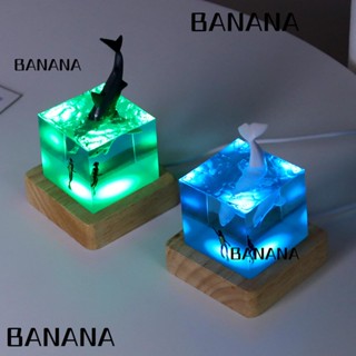 Banana1 โคมไฟอีพ็อกซี่เรซิ่น LED รูปปลาฉลาม เรืองแสง สําหรับตกแต่งบ้าน