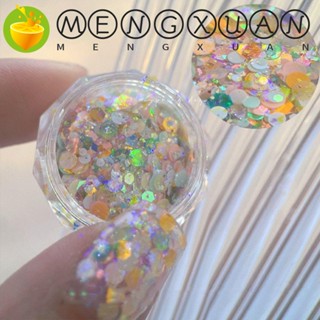 Mengxuan เกล็ดเล็บผสม DIY เลื่อมเล็บเลเซอร์ฟอยล์ตกแต่งเล็บ