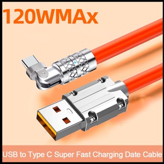 สายชาร์จ โลหะผสมสังกะสี 6A 120W หมุนเร็ว สําหรับ iPhone type-c micro USB สายเคเบิลข้อมูล ซิลิโคน ที่รวดเร็วเป็นพิเศษ สําหรับเล่นเกม