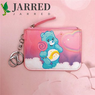 Jarred Carebears กระเป๋าใส่เหรียญ หนัง PU ลายหัวใจ สีรุ้ง พร้อมพวงกุญแจ สําหรับผู้หญิง นักเรียน