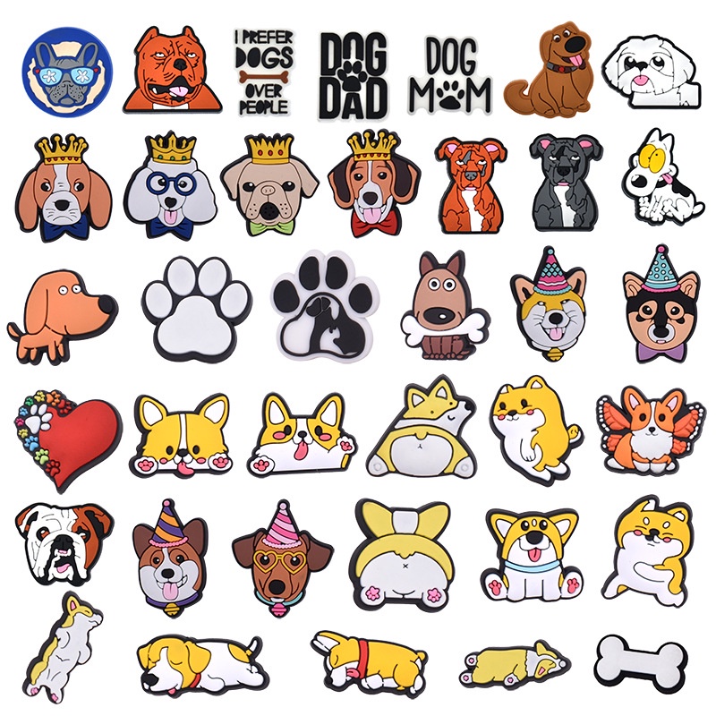 น่ารัก Corgi Pug croc Design Jibbits Bichon Frise Jibitz croc สุนัข Paw Bone รองเท้า Charm Golden Retriever Jibbits สําหรับผู้หญิงรองเท้าอุปกรณ์เสริม
