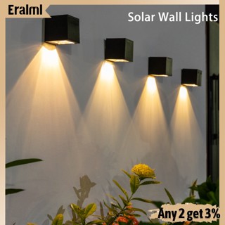 Eralml โคมไฟติดผนัง Led พลังงานแสงอาทิตย์ ทรงสี่เหลี่ยม 2 โหมด 2800-3000k 24-26lm Ip65 กันน้ํา