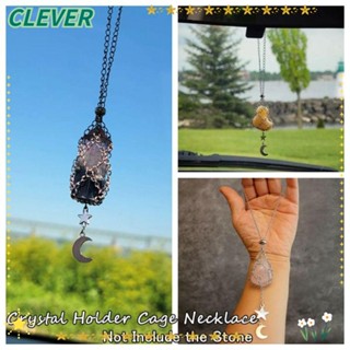 Clever สร้อยคอโซ่ จี้กรงคริสตัล สีทอง เครื่องประดับ สําหรับผู้หญิง และผู้ชาย