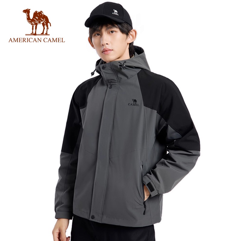 American CAMEL เสื้อแจ็กเก็ต เสื้อกันลม กันน้ํา กันลม สไตล์สปอร์ต สําหรับผู้ชาย