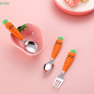 Eone ชุดช้อนส้อมสเตนเลส ลายการ์ตูน ของใช้บนโต๊ะอาหาร สําหรับเด็กวัยหัดเดิน