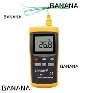 Banana1 เครื่องวัดอุณหภูมิไฟฟ้า แบบ K- type -50℃ ถึง 1300℃ เซนเซอร์วัดอุณหภูมิดิจิทัล หน้าจอ LCD ความแม่นยําสูง ใช้แบตเตอรี่