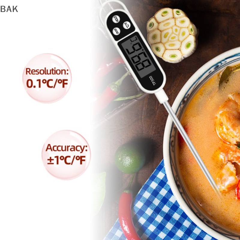 Bak เครื่องวัดอุณหภูมิเนื้อสัตว์ บาร์บีคิว ดิจิทัล อิเล็กทรอนิกส์ 1 ชิ้น Ba