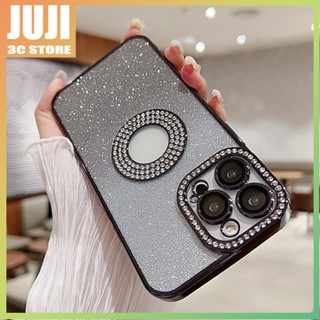 เคสโทรศัพท์มือถือแบบนิ่ม ใส แต่งกลิตเตอร์ ไล่โทนสี 6D หรูหรา สําหรับ IPhone 15 14 13 Pro MAX 12 11 Pro MAX